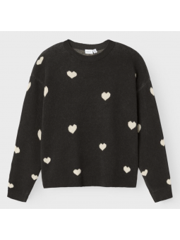 Pull coeur en maille noir