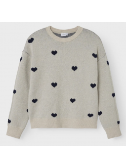 Pull coeur en maille beige