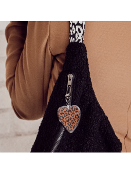 Porte clé coeur léopard...