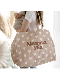 Cabas XXL coeurs beige nude...