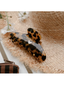 Pince à cheveux Leopard coeur