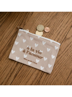 Porte monnaie Coeur beige...