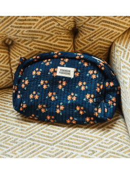 Trousse paulette fleurs marine