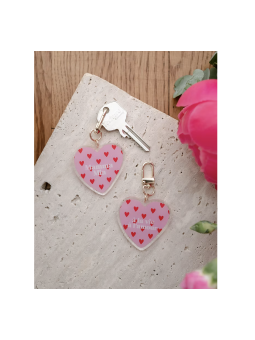 Porte clés coeur rose rouge...