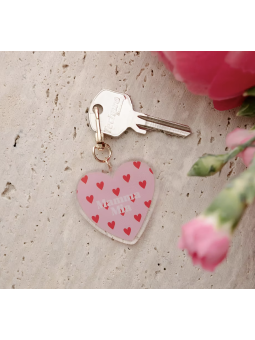 Porte clés coeur rose rouge...