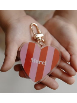 Porte clés rayures rose...