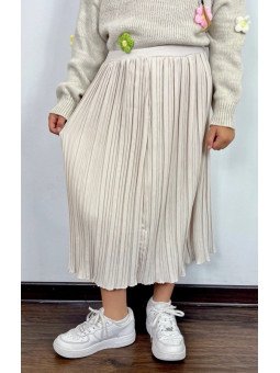 Jupe plissée longue beige...