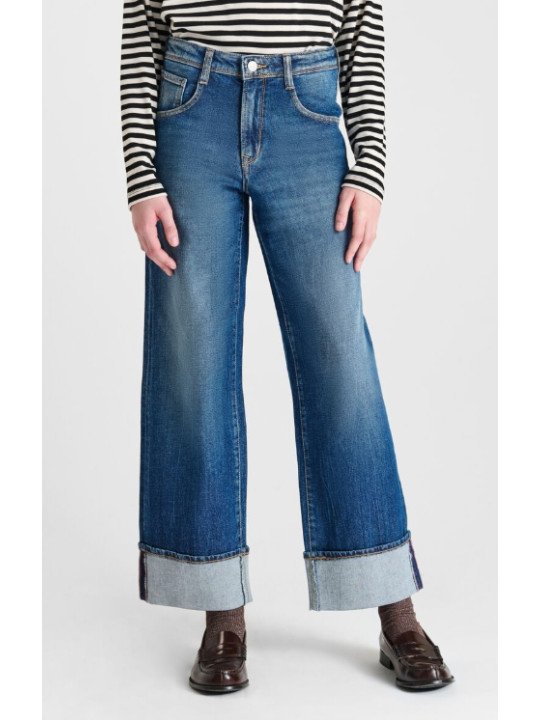 Jeans regular large Revers taille haute le temps des cerises