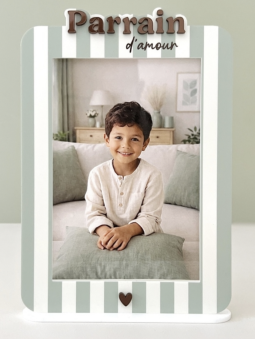 Cadre photo rayures sauge...