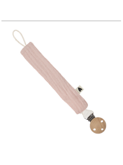 Attache tétine gaze rose