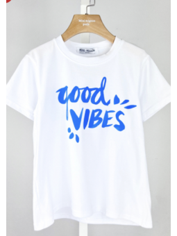 Tee shirt Good vibes bleu