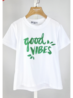 Tee shirt Good vibes vert